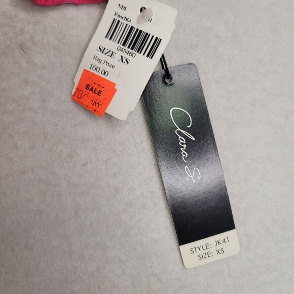 Clara S XS Fuchsia Sheer Zebra Button-Front Jacket Long Sleeve New with Tags - Picture 6 of 9